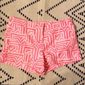 J. Crew geometric hot pink shorts